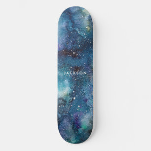 Skateboard Nombre de las estrellas del espacio de galaxia azu