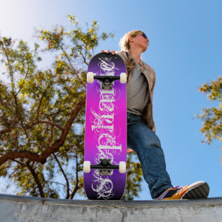 Skateboard Nombre de Moda de degradado violeta y rosa calient