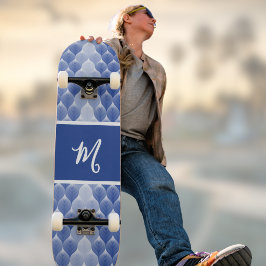 Skateboard Nombre de monograma geométrico moderno hoja blanca