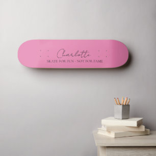 Skateboard Nombre de monograma minimalista elegante rosa