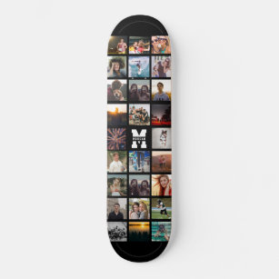 Skateboard Nombre de monograma Personalizado Collage de fotos