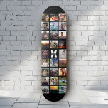 Skateboard Nombre de monograma Personalizado Collage de fotos<br><div class="desc">Guay, moderna cubierta de skateboard con Collage de fotos Personalizado en Instagram alrededor de su monograma y nombre. Personaliza fácilmente con tus fotos favoritas. Hace una gran terraza con un montaje de pared (separado) para un gran cumpleaños o un regalo de graduación! Este diseño está en color. Disponible también en...</div>