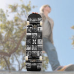 Skateboard Nombre de monograma personalizado Collage de fotos<br><div class="desc">Guay, moderna cubierta de skateboard con Collage de fotos Personalizado en Instagram alrededor de tu monograma y nombre. Personaliza fácilmente con tus fotos favoritas. Hace una gran cubierta con un montaje en pared (separado) para un gran cumpleaños o un regalo de graduación! Este diseño es blanco y negro. Disponible también...</div>