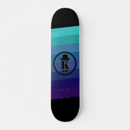Skateboard Nombre De Ombre Azul Monograma Inicial Para Hombre