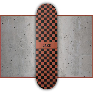 Skateboard Nombre de patrón de cuadros de terracota negra