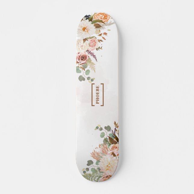 Skateboard Nombre del Monograma Floral Rústico de Bloom perso (Anverso )