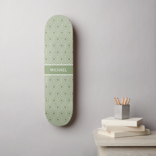 Skateboard Nombre del patrón de Honeycomb del hexágono verde  (Arte de la pared)