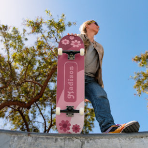 Skateboard Nombre floral retro