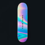 Skateboard Nombre holográfico moderno Onda japonesa<br><div class="desc">Personaliza fácilmente este skateboard moderno y colorido con tu nombre personalizado, mensajes de texto, mensajes de buena suerte o cualquier texto personalizado. El skateboard tiene un diseño holográfico de fondo abstracto de la ola Rainbow Pastel Wave con una simple estética de unicornio y una bonita cita de anime japonés que...</div>