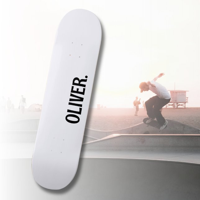 Skateboard Nombre moderno blanco fantasma | Classic Trendy (Subido por el creador)