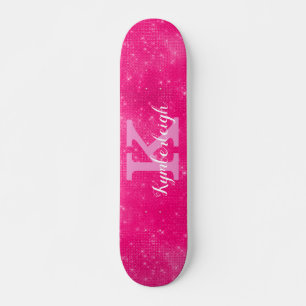 Skateboard Nombre Monograma de espuma de diamante rosado Guay