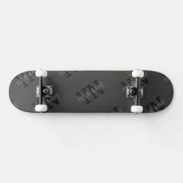 Skateboard Nombre monogramado gris oscuro en mosaico moderno/