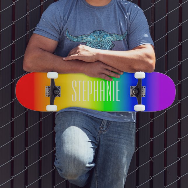 Skateboard Nombre Orgullo arcoiris LGBT Bandas de degradado O (Exterior 3)