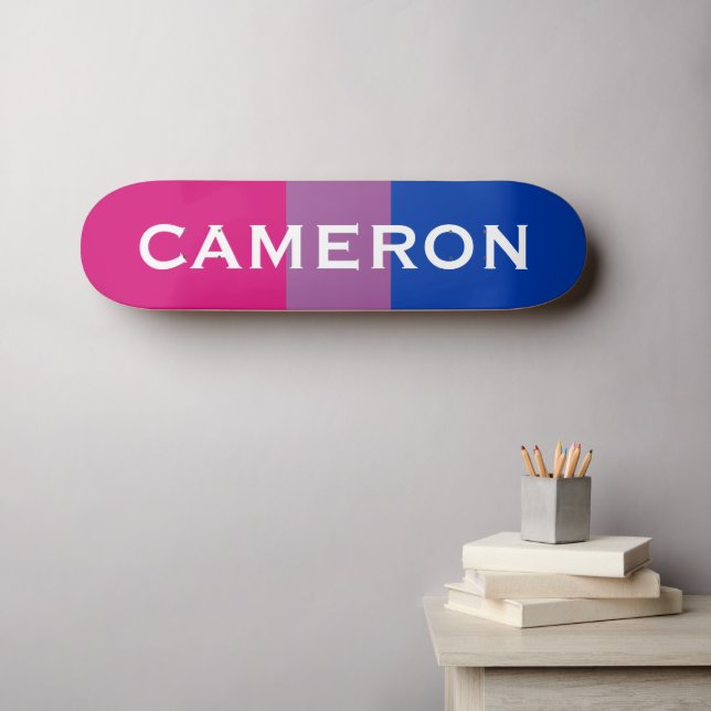 Skateboard Nombre personalizado Bandera del Orgullo Arcoiris  (Arte de pared (horz))