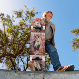 Skateboard Nombre personalizado bellas Unicornios