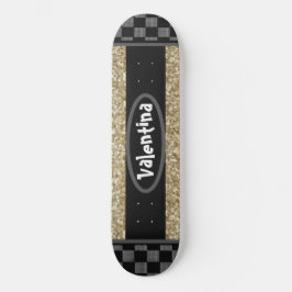 Skateboard Nombre personalizado Chessboard Elegante Purpurino