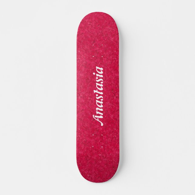 Skateboard Nombre personalizado color rosa giratorio moderno  (Anverso )