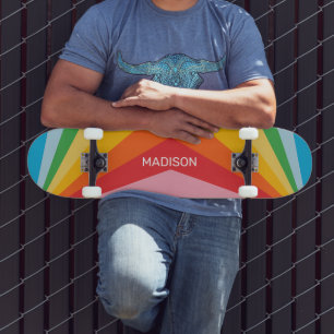 Skateboard Nombre personalizado Colores arcoiris