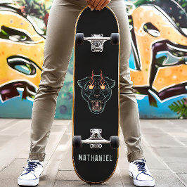 Skateboard Nombre personalizado de gato de pantera negra enoj