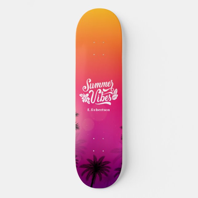 Skateboard Nombre personalizado de la vibración de verano tro (Anverso)
