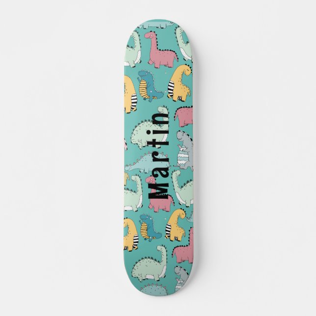 Skateboard Nombre personalizado de los dinosaurios cutáneos (Anverso )