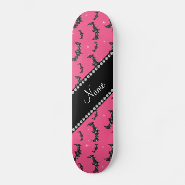 Skateboard Nombre personalizado de los murciélagos purpurina  (Anverso)