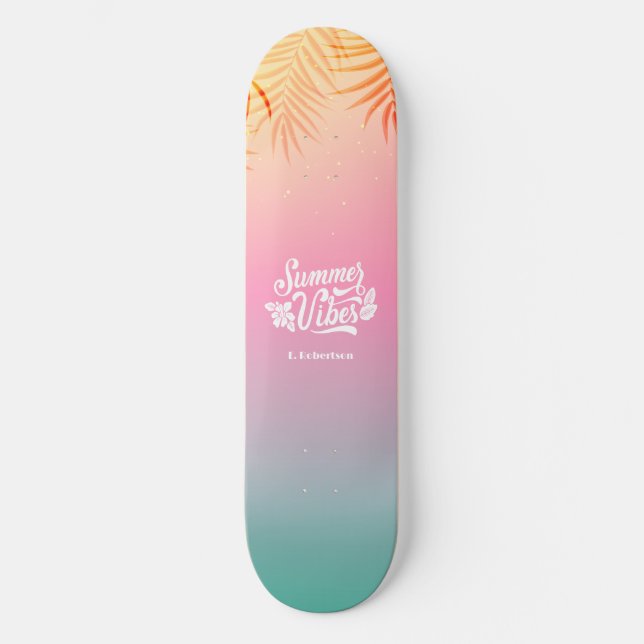 Skateboard Nombre personalizado de los vibraciones de verano  (Anverso)