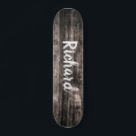 Skateboard Nombre personalizado de madera rústica personaliza<br><div class="desc">Patinaje personalizado para añadir tu nombre sobre un fondo rústico de madera.</div>