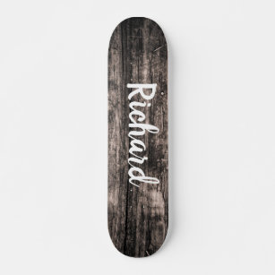 Skateboard Nombre personalizado de madera rústica personaliza