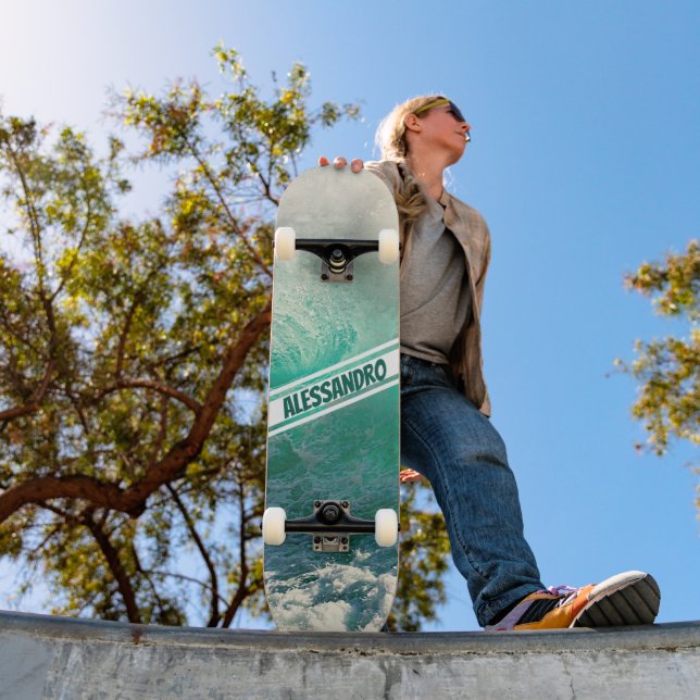 Skateboard Nombre personalizado de ola radical (Exterior 1)