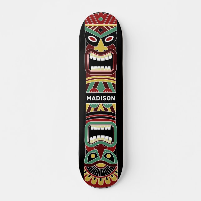 Skateboard Nombre personalizado de Tiki Totem de Guay (Anverso )