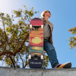 Skateboard Nombre personalizado del conjunto de sol tropical