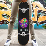 Skateboard Nombre personalizado del hongo trippy alieno<br><div class="desc">Patineta Trippy Alien Mushroom Nombre personalizado</div>