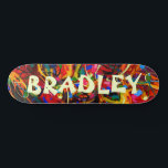Skateboard Nombre personalizado del Personalizado de abstract<br><div class="desc">La placa de patinaje de nombres personalizados Personalizado de abstracto moderno colorido presenta su nombre personalizado en la tipografía moderna con un colorido fondo abstracto. Personalice editando el texto en el cuadro de texto proporcionado. Dé un regalo hecho por el personalizado, patineta personalizada a tu patinador favorito para Navidades, cumpleaños...</div>