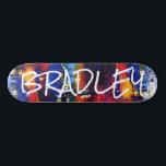 Skateboard Nombre personalizado del Personalizado de abstract<br><div class="desc">La placa de patinaje de nombres personalizados Personalizado de abstracto moderno colorido presenta su nombre personalizado en la tipografía moderna con un colorido fondo abstracto. Personalice editando el texto en el cuadro de texto proporcionado. Dé un regalo hecho por el personalizado, patineta personalizada a tu patinador favorito para Navidades, cumpleaños...</div>