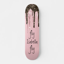 Skateboard Nombre personalizado del Purpurina rosa Rubor Girl