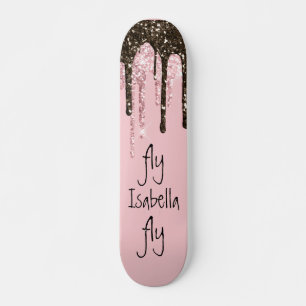 Skateboard Nombre personalizado del Purpurina rosa Rubor Girl