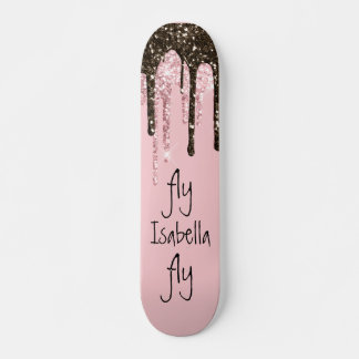 Skateboard Nombre personalizado del Purpurina rosa Rubor Girl