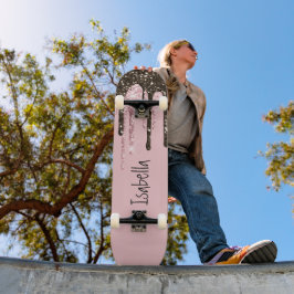 Skateboard Nombre personalizado del Purpurina rosa Rubor Girl