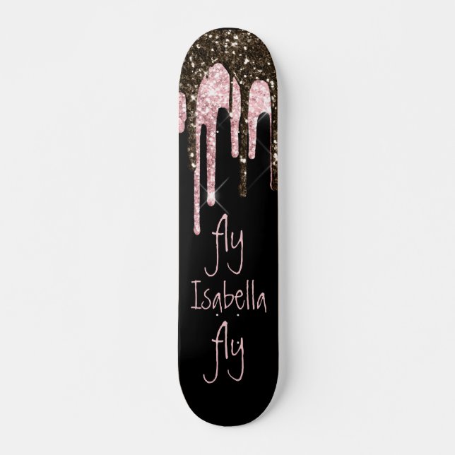 Skateboard Nombre personalizado del Purpurina rosado negro Gi (Anverso )