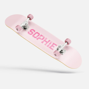 Skateboard Nombre personalizado del tablero de patinaje rosa 
