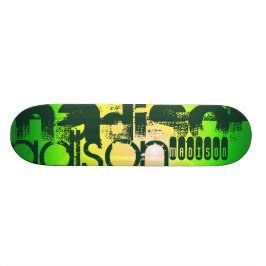Skateboard Nombre personalizado en amarillo neón y verde