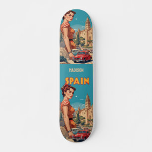 Skateboard Nombre personalizado España vintage