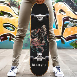 Skateboard Nombre Personalizado Estilo De Tatuaje De Águila V
