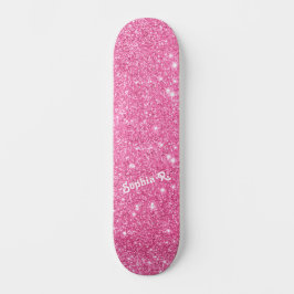 Skateboard Nombre personalizado Girly Faux Pink Purpurina