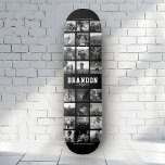 Skateboard Nombre personalizado Guay Collage de fotos de Inst<br><div class="desc">Diseño moderno de Collage de fotos en Instagram para skateboards: Personalice con sus fotos favoritas,  así como mensajes con nombres personalizados y haga de este el regalo más genial de cumpleaños de la historia. Esta es la versión en blanco y negro.</div>