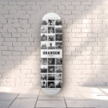 Skateboard Nombre personalizado Guay Collage de fotos de Inst<br><div class="desc">Diseño moderno de Collage de fotos en Instagram para skateboards: Personalice con sus fotos favoritas,  así como mensajes con nombres personalizados y haga de este el regalo más genial de cumpleaños de la historia. Esta es la versión en blanco y negro.</div>