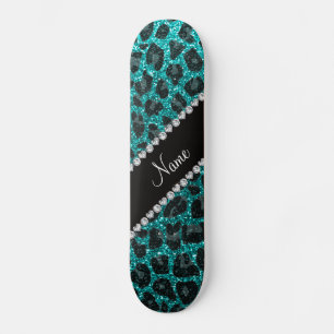 Skateboard Nombre personalizado impresión de leopardo de purp