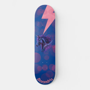 Skateboard Nombre personalizado Magical Unicornio Rosa Lightn