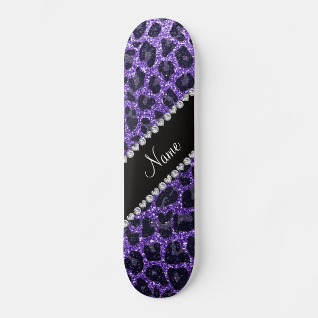 Skateboard Nombre personalizado manchas de leopardo de purpur (Anverso)